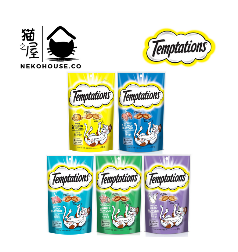 Temptations Classic Cat Treat Set of 5 Bundle (Chicken/ Salmon/ Tuna/ Seafood/ Dairy)